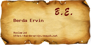 Berda Ervin névjegykártya