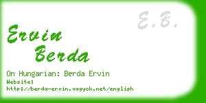 ervin berda business card